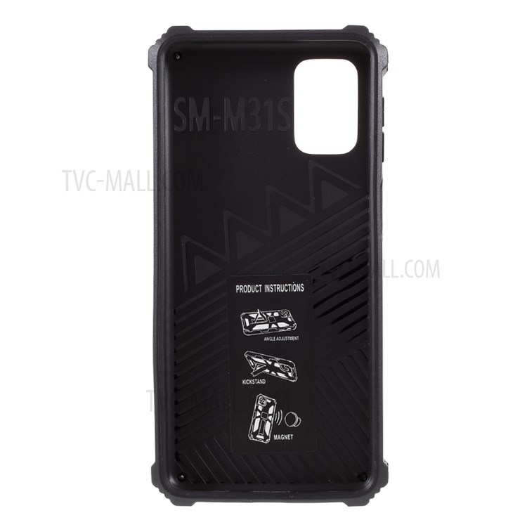 Shockproof Phone Protective Shell Kickstand + Built-in Magnetic Metal for Samsung Galaxy M31 - Black-3