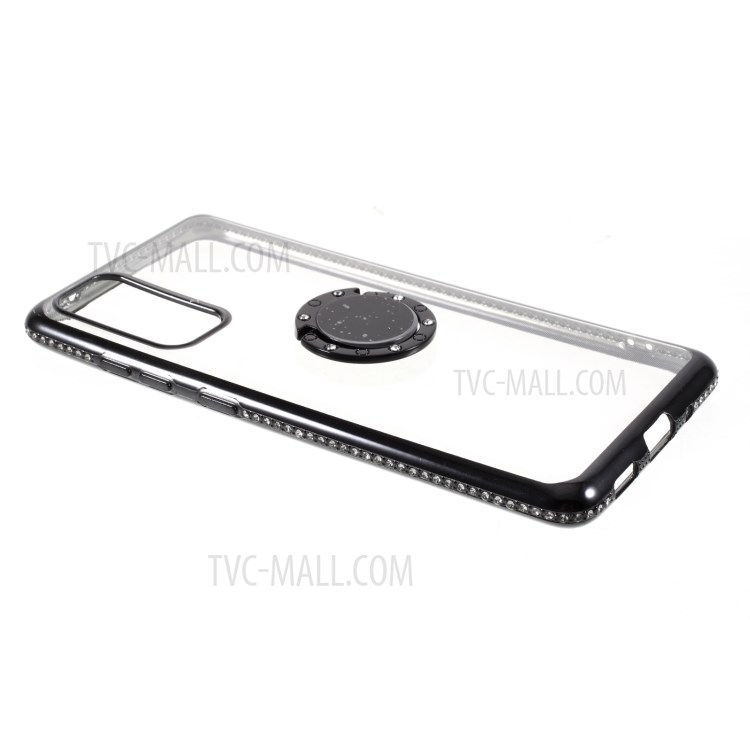 Shiny Powder Electroplating TPU Rhinestone Decor Cover with Metal Kickstand for Samsung Galaxy S20 FE/S20 Fan Edition/S20 FE 5G/S20 Fan Edition 5G/S20 Lite - Black-10