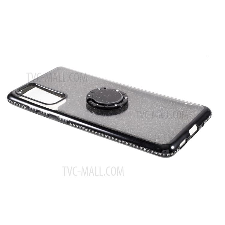 Shiny Powder Electroplating TPU Rhinestone Decor Cover with Metal Kickstand for Samsung Galaxy S20 FE/S20 Fan Edition/S20 FE 5G/S20 Fan Edition 5G/S20 Lite - Black-6