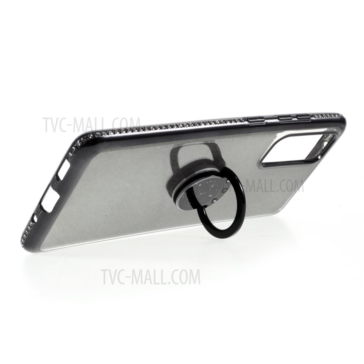 Shiny Powder Electroplating TPU Rhinestone Decor Cover with Metal Kickstand for Samsung Galaxy S20 FE/S20 Fan Edition/S20 FE 5G/S20 Fan Edition 5G/S20 Lite - Black-8