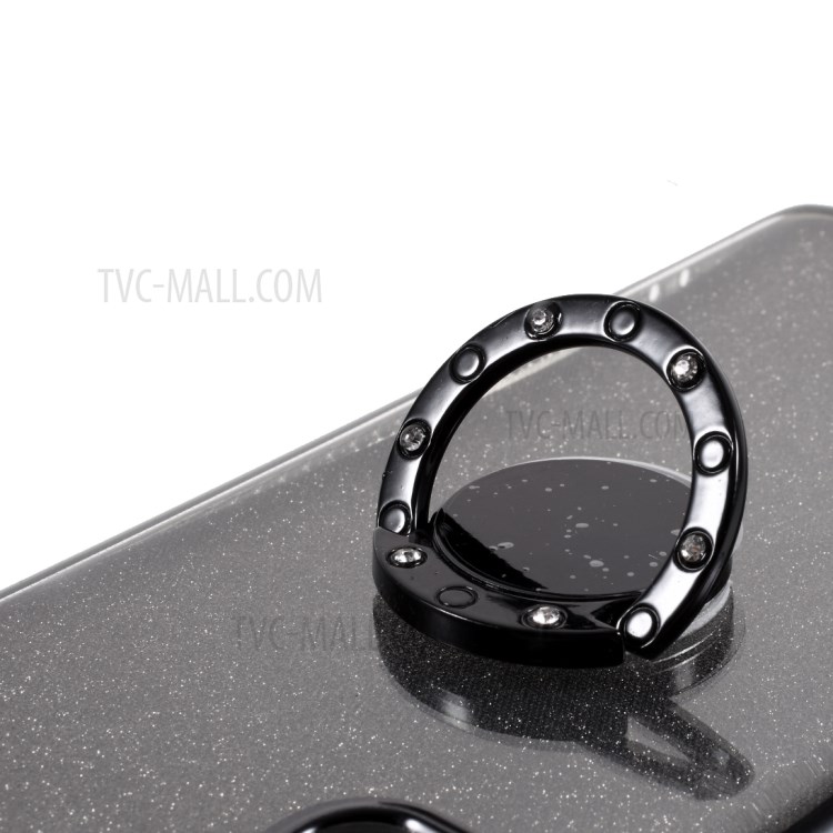 Shiny Powder Electroplating TPU Rhinestone Decor Cover with Metal Kickstand for Samsung Galaxy S20 FE/S20 Fan Edition/S20 FE 5G/S20 Fan Edition 5G/S20 Lite - Black-9