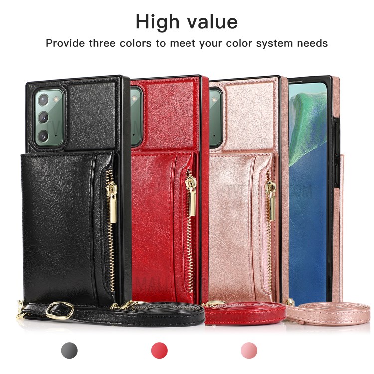 Kickstand Phone Protective Case with Zippered Wallet and Shoulder Strap for Samsung Galaxy Note20 Ultra/Note20 Ultra 5G - Black-13