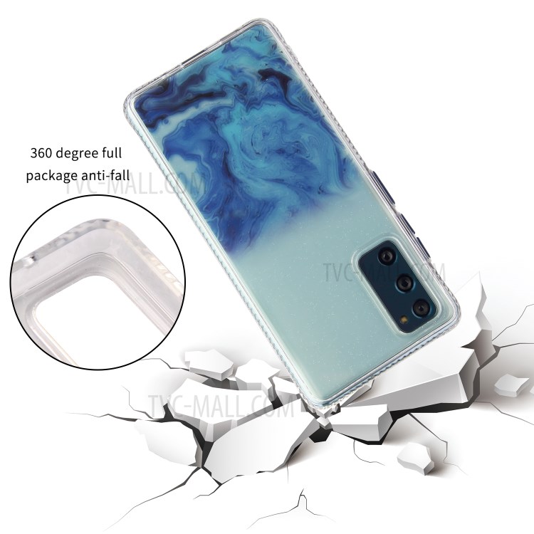 TPU + Acylic Marble Pattern Printing Phone Cover Case for Samsung Galaxy S20 FE/S20 Fan Edition/S20 FE 5G/S20 Fan Edition 5G/S20 Lite - Sky Blue-11