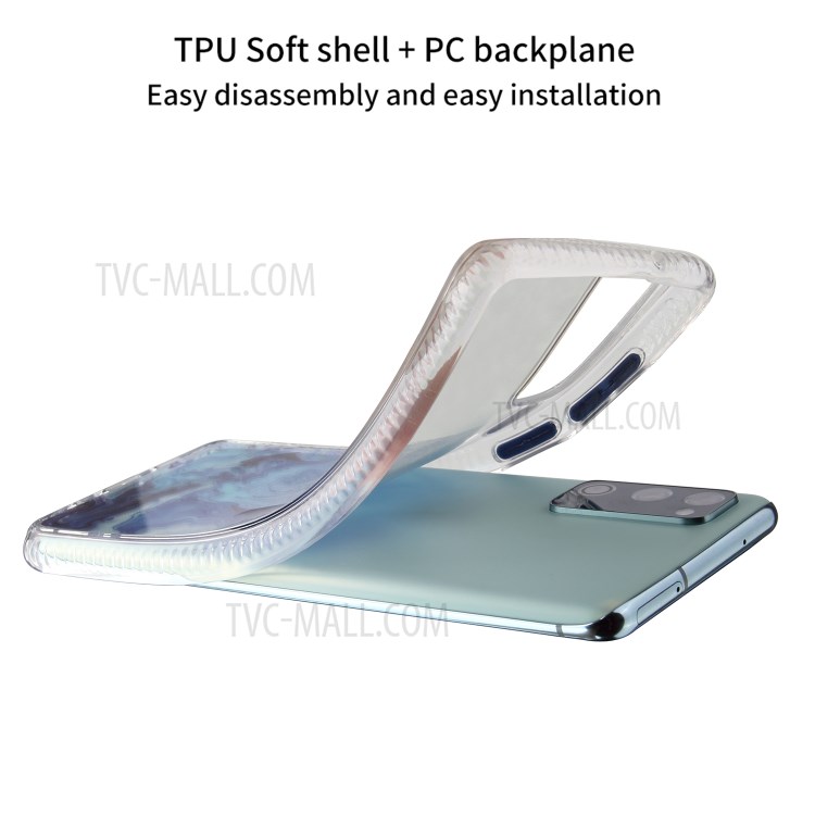 TPU + Acylic Marble Pattern Printing Phone Cover Case for Samsung Galaxy S20 FE/S20 Fan Edition/S20 FE 5G/S20 Fan Edition 5G/S20 Lite - Sky Blue-12