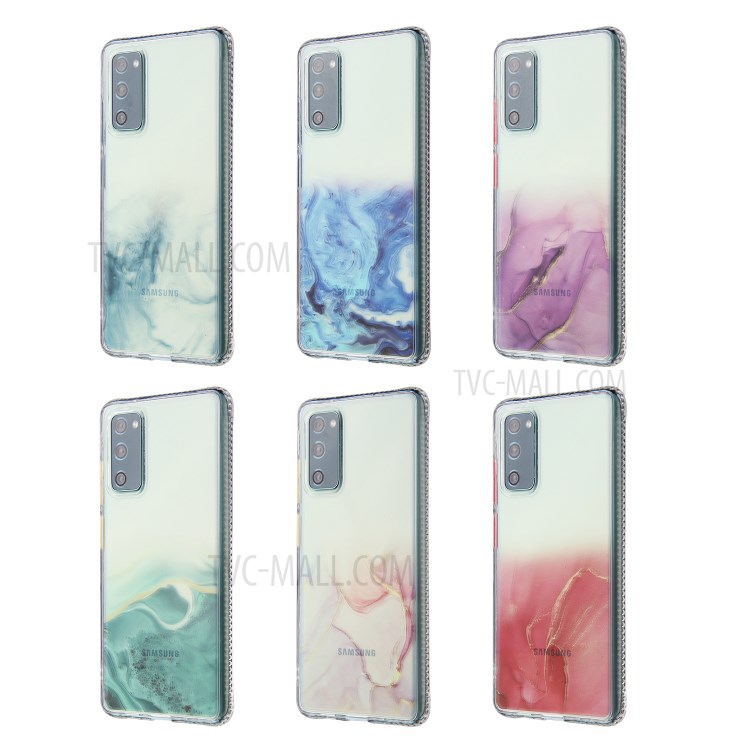 TPU + Acylic Marble Pattern Printing Phone Cover Case for Samsung Galaxy S20 FE/S20 Fan Edition/S20 FE 5G/S20 Fan Edition 5G/S20 Lite - Sky Blue-14