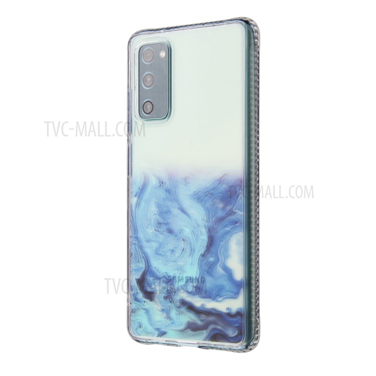 TPU + Acylic Marble Pattern Printing Phone Cover Case for Samsung Galaxy S20 FE/S20 Fan Edition/S20 FE 5G/S20 Fan Edition 5G/S20 Lite - Sky Blue-3