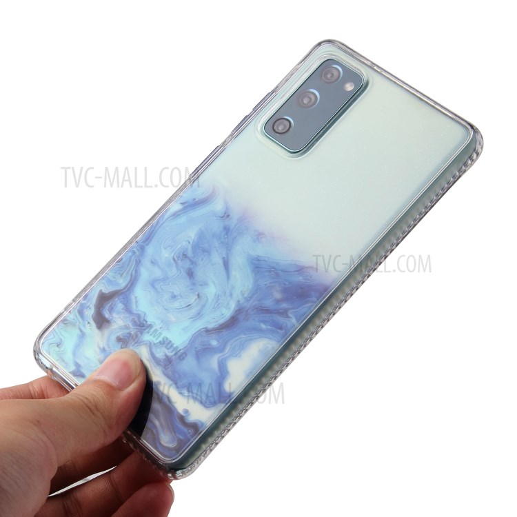 TPU + Acylic Marble Pattern Printing Phone Cover Case for Samsung Galaxy S20 FE/S20 Fan Edition/S20 FE 5G/S20 Fan Edition 5G/S20 Lite - Sky Blue-4