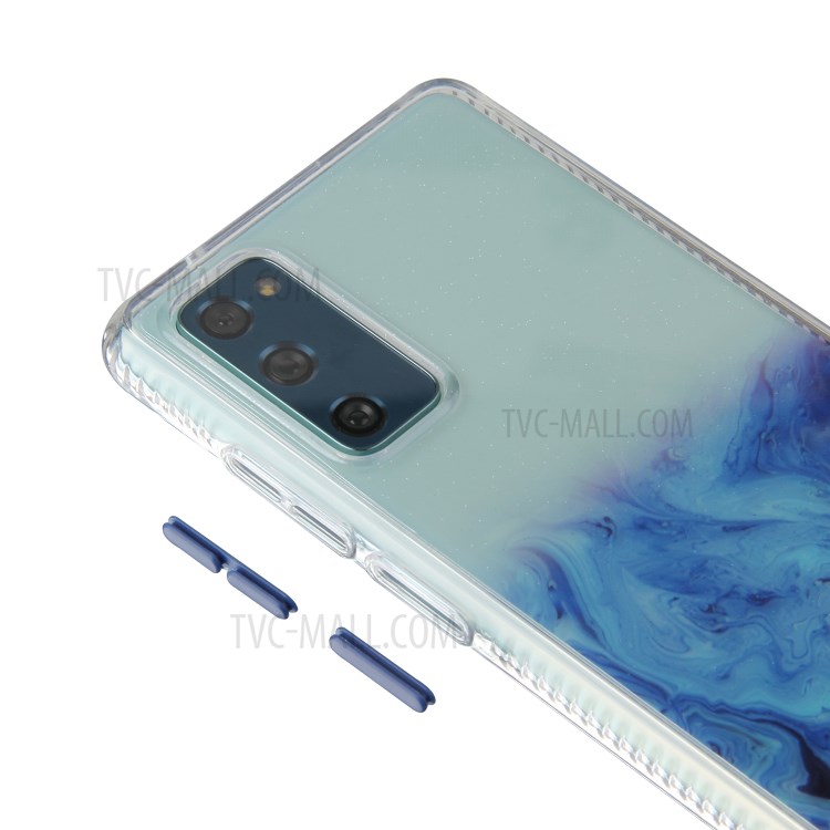 TPU + Acylic Marble Pattern Printing Phone Cover Case for Samsung Galaxy S20 FE/S20 Fan Edition/S20 FE 5G/S20 Fan Edition 5G/S20 Lite - Sky Blue-5