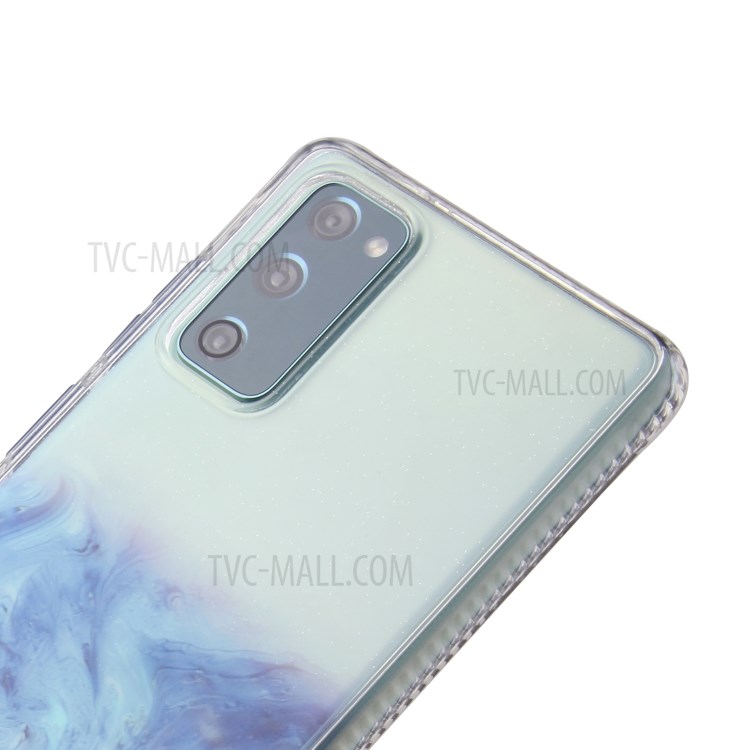 TPU + Acylic Marble Pattern Printing Phone Cover Case for Samsung Galaxy S20 FE/S20 Fan Edition/S20 FE 5G/S20 Fan Edition 5G/S20 Lite - Sky Blue-6