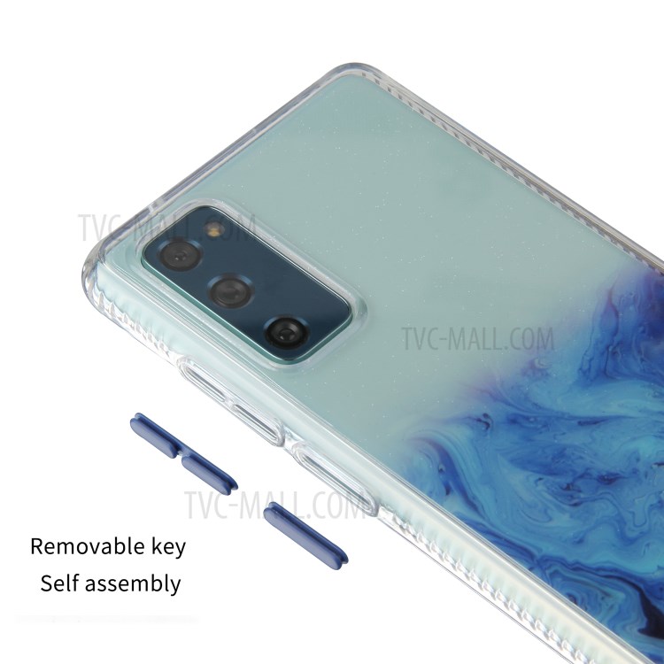 TPU + Acylic Marble Pattern Printing Phone Cover Case for Samsung Galaxy S20 FE/S20 Fan Edition/S20 FE 5G/S20 Fan Edition 5G/S20 Lite - Sky Blue-8