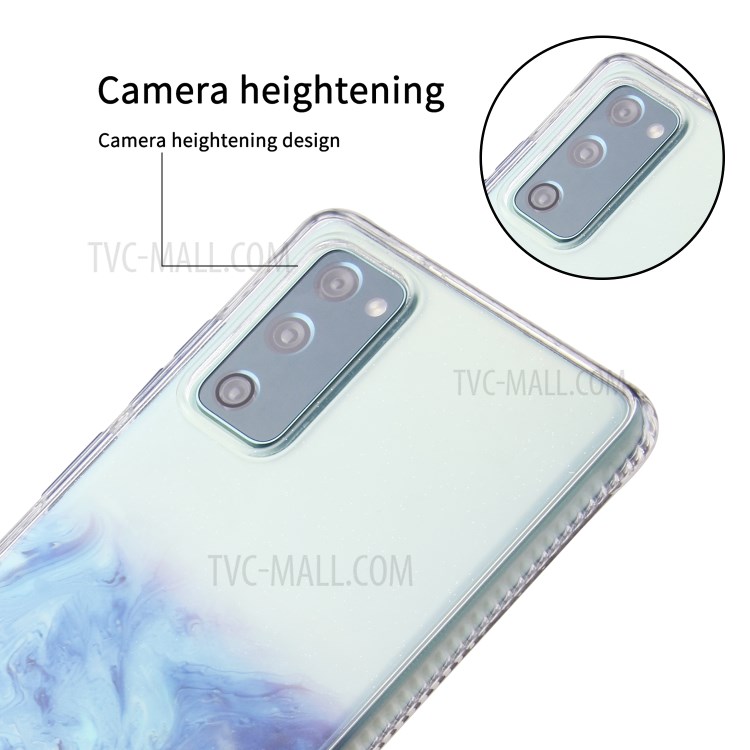 TPU + Acylic Marble Pattern Printing Phone Cover Case for Samsung Galaxy S20 FE/S20 Fan Edition/S20 FE 5G/S20 Fan Edition 5G/S20 Lite - Sky Blue-9