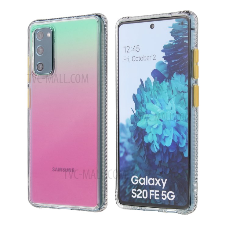 Color Gradient TPU + Acrylic Phone Cover Shell for Samsung Galaxy S20 FE/S20 Fan Edition/S20 FE 5G/S20 Fan Edition 5G/S20 Lite - Pink-1