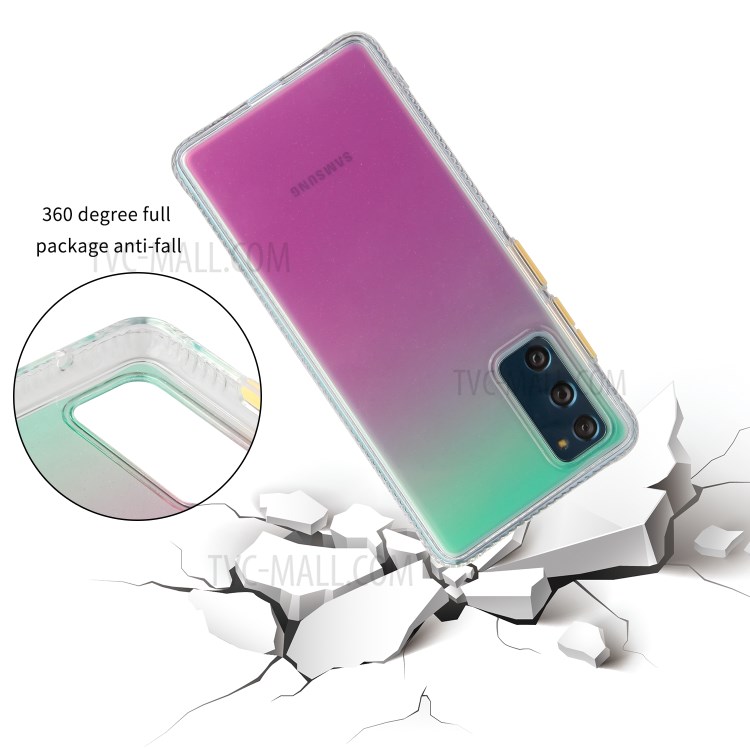 Color Gradient TPU + Acrylic Phone Cover Shell for Samsung Galaxy S20 FE/S20 Fan Edition/S20 FE 5G/S20 Fan Edition 5G/S20 Lite - Pink-4