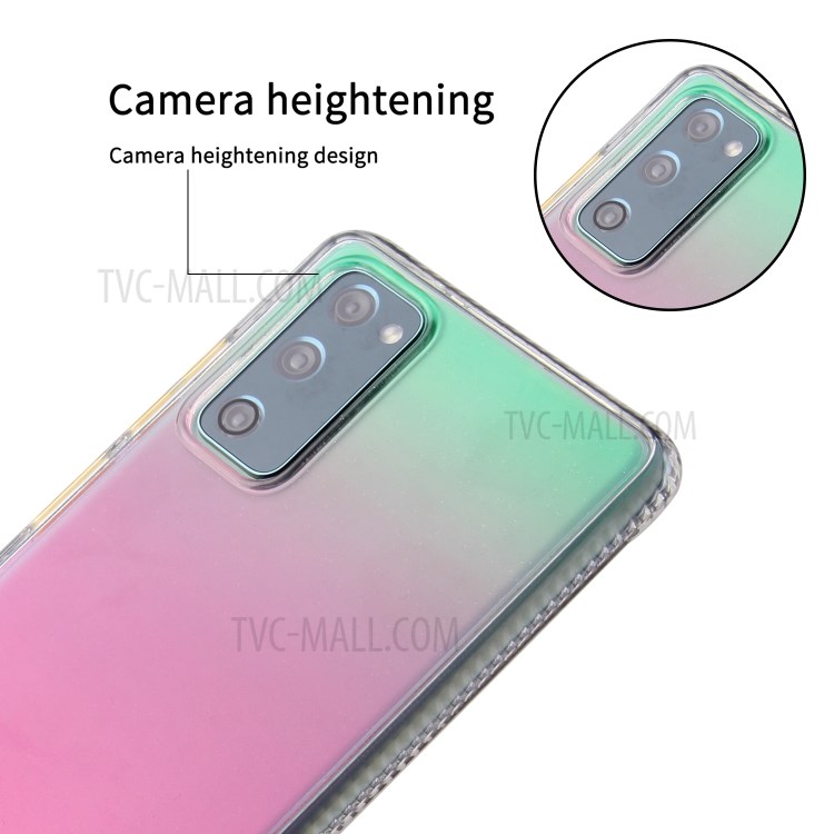Color Gradient TPU + Acrylic Phone Cover Shell for Samsung Galaxy S20 FE/S20 Fan Edition/S20 FE 5G/S20 Fan Edition 5G/S20 Lite - Pink-6