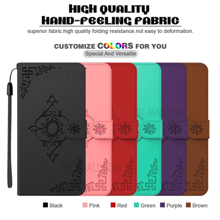 Wallet Leather Phone Protector with Symmetrical Pattern Imprinting for Samsung Galaxy A31 - Black-4