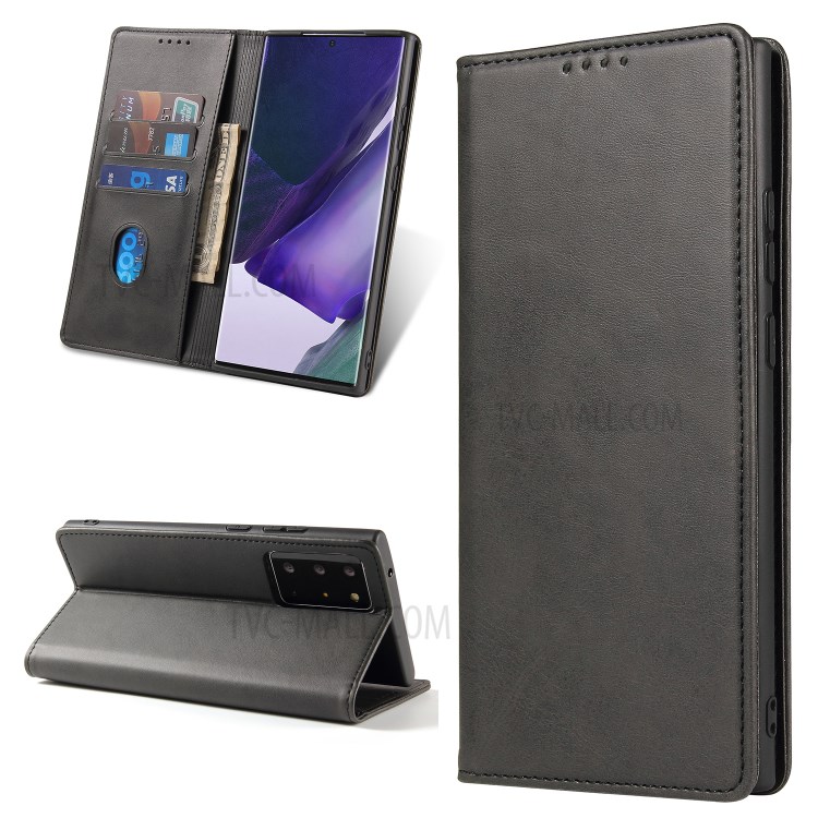 Business Style Auto-absorbed Leather Wallet Mobile Phone Case for Samsung Galaxy Note20 Ultra 5G / Galaxy Note20 Ultra - Black-1