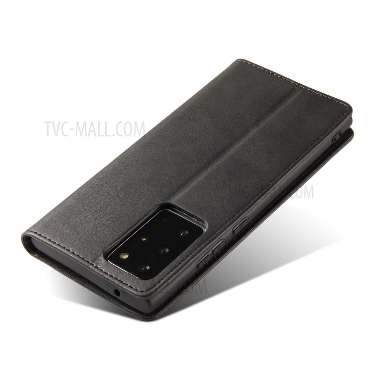 Business Style Auto-absorbed Leather Wallet Mobile Phone Case for Samsung Galaxy Note20 Ultra 5G / Galaxy Note20 Ultra - Black-5