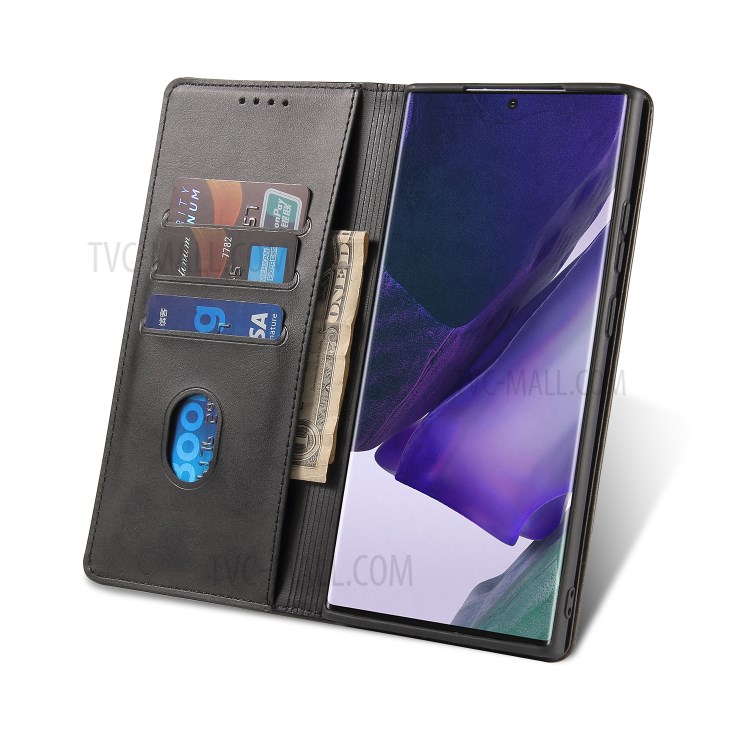 Business Style Auto-absorbed Leather Wallet Mobile Phone Case for Samsung Galaxy Note20 Ultra 5G / Galaxy Note20 Ultra - Black-6