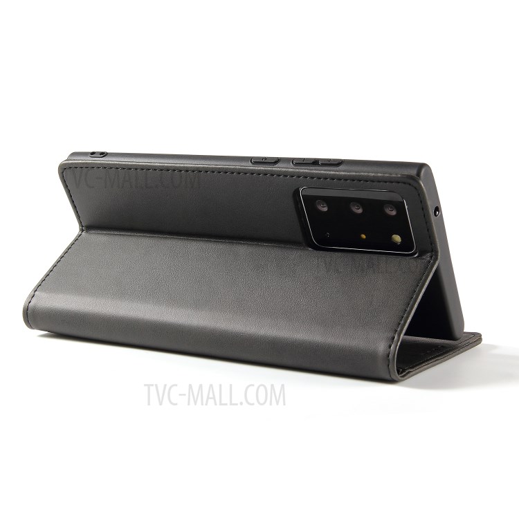 Business Style Auto-absorbed Leather Wallet Mobile Phone Case for Samsung Galaxy Note20 Ultra 5G / Galaxy Note20 Ultra - Black-9