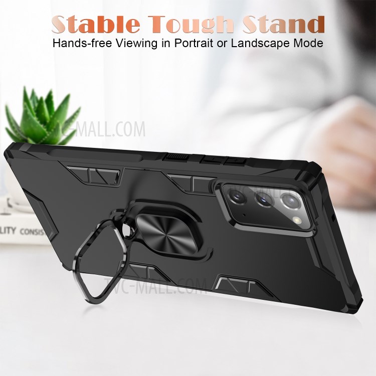 Metal + TPU Combo Hybrid Shell with Finger Ring Kickstand for Samsung Galaxy Note 20/Note 20 5G - All Black-3