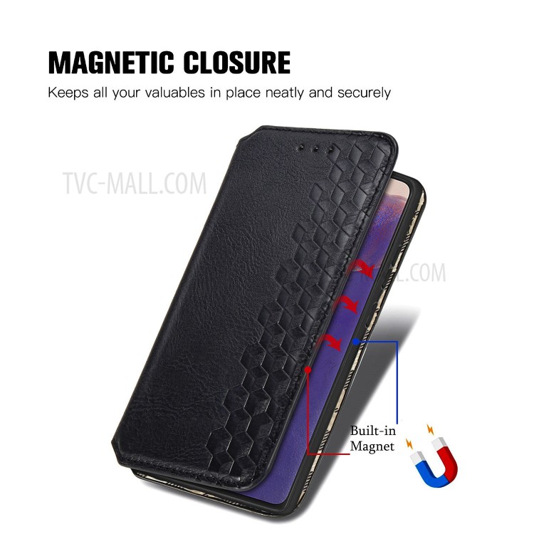Fashionable Diamond Effect Leather Phone Auto-Absorbed Cover Case for Samsung Galaxy Note 20/Note 20 5G - Black-10