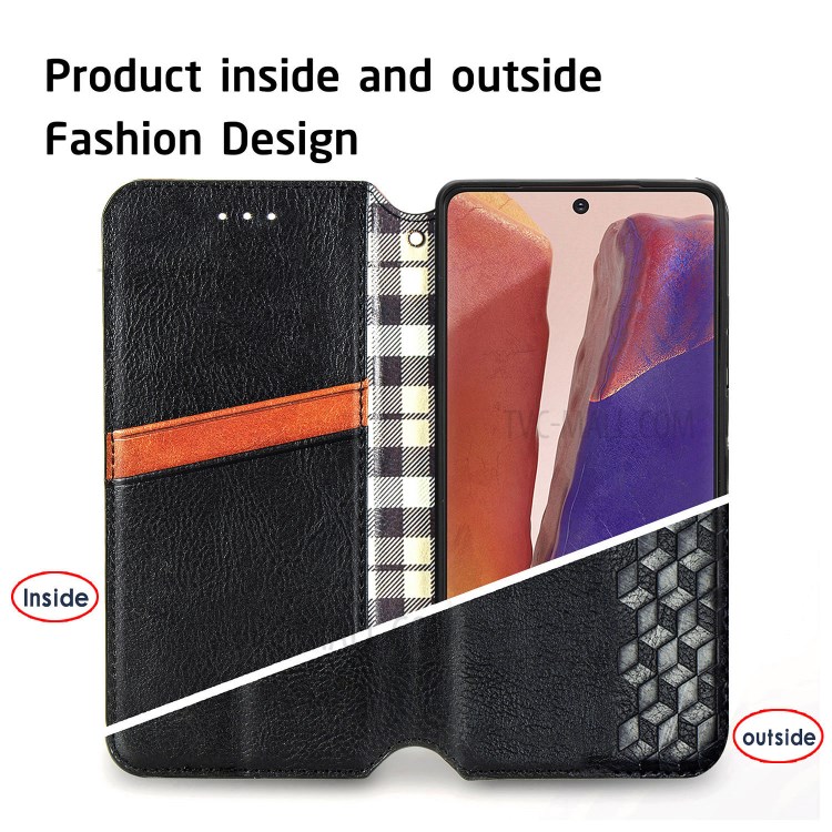 Fashionable Diamond Effect Leather Phone Auto-Absorbed Cover Case for Samsung Galaxy Note 20/Note 20 5G - Black-11