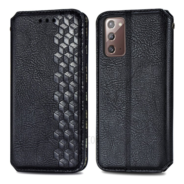 Fashionable Diamond Effect Leather Phone Auto-Absorbed Cover Case for Samsung Galaxy Note 20/Note 20 5G - Black-3