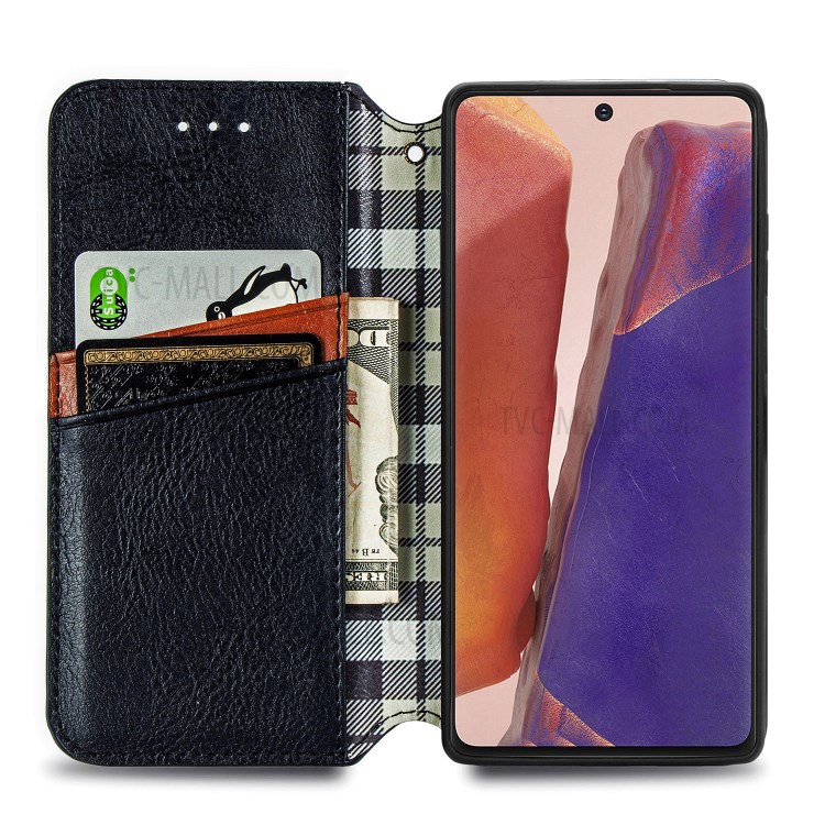 Fashionable Diamond Effect Leather Phone Auto-Absorbed Cover Case for Samsung Galaxy Note 20/Note 20 5G - Black-5