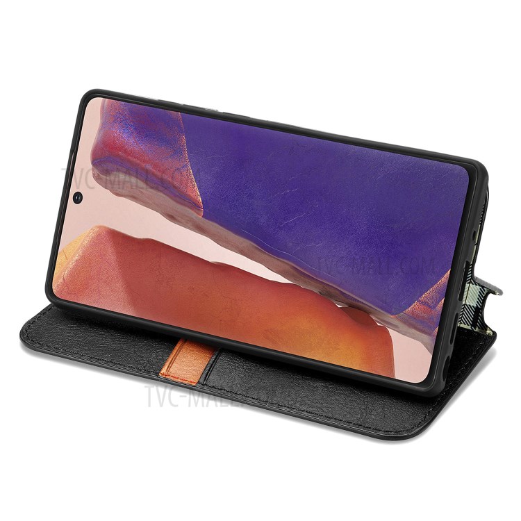 Fashionable Diamond Effect Leather Phone Auto-Absorbed Cover Case for Samsung Galaxy Note 20/Note 20 5G - Black-6