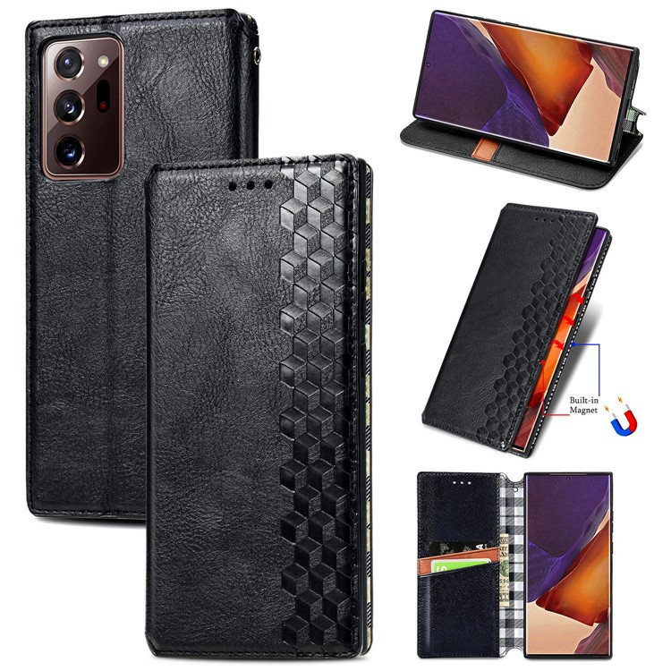 Auto-Absorbed Diamond Effect Leather Phone Cover Case for Samsung Galaxy Note 20 Ultra/Note 20 Ultra 5G - Black-2