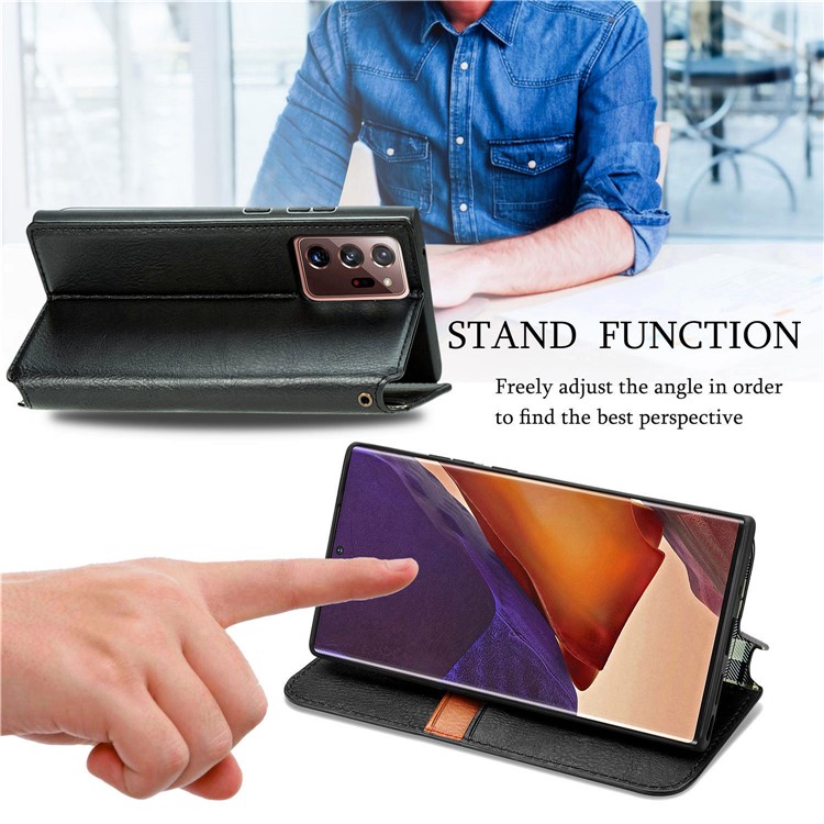 Auto-Absorbed Diamond Effect Leather Phone Cover Case for Samsung Galaxy Note 20 Ultra/Note 20 Ultra 5G - Black-8