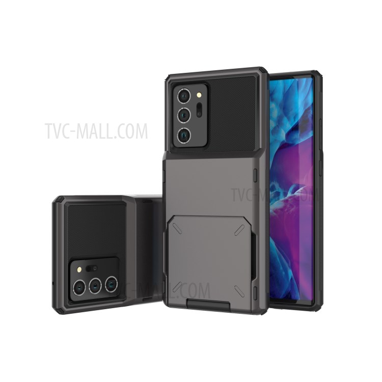 Flip Card Holder TPU+PC Hybrid Phone Shell for Samsung Galaxy Note 20 / Note 20 5G - Grey-2