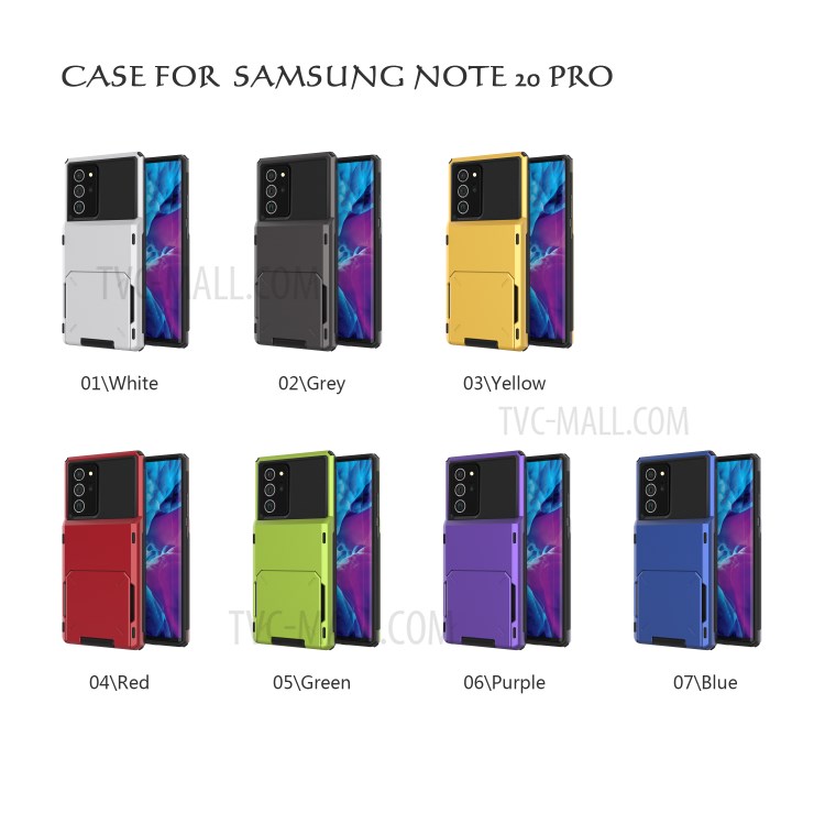 Flip Card Holder TPU+PC Hybrid Phone Shell for Samsung Galaxy Note 20 / Note 20 5G - Grey-4