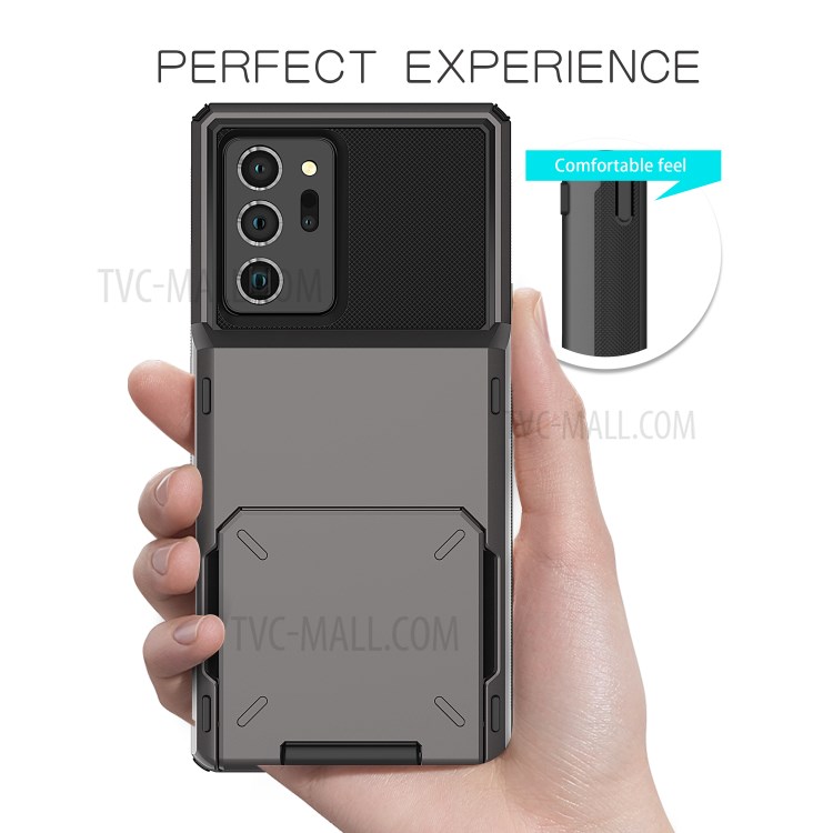 Flip Card Holder TPU+PC Hybrid Phone Shell for Samsung Galaxy Note 20 / Note 20 5G - Grey-7