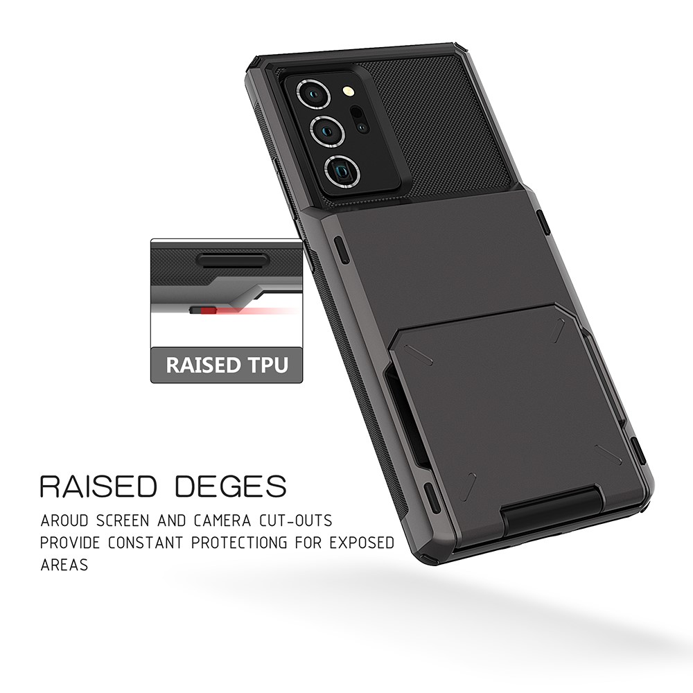 Flip Card Holder TPU+PC Hybrid Case for Samsung Galaxy Note 20 Ultra/Note 20 Ultra 5G - Grey-10