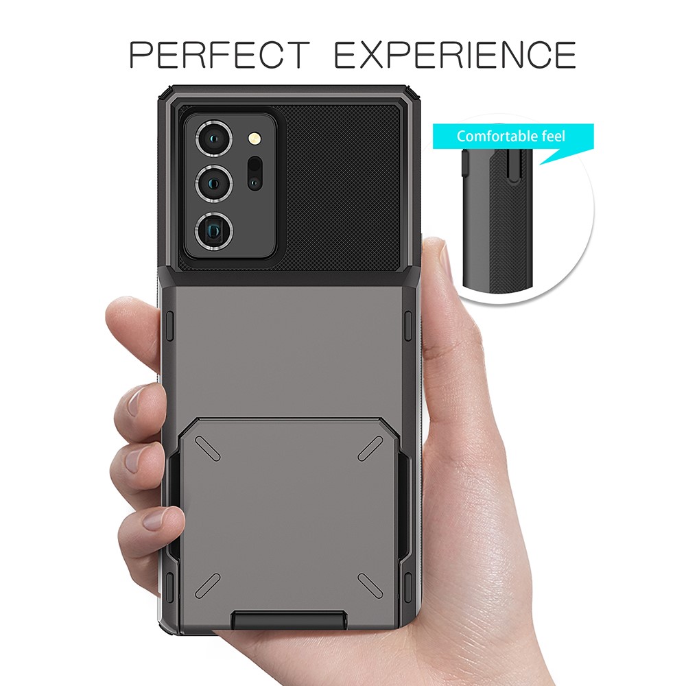 Flip Card Holder TPU+PC Hybrid Case for Samsung Galaxy Note 20 Ultra/Note 20 Ultra 5G - Grey-6