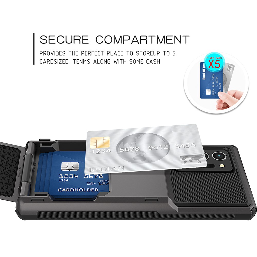 Flip Card Holder TPU+PC Hybrid Case for Samsung Galaxy Note 20 Ultra/Note 20 Ultra 5G - Grey-7