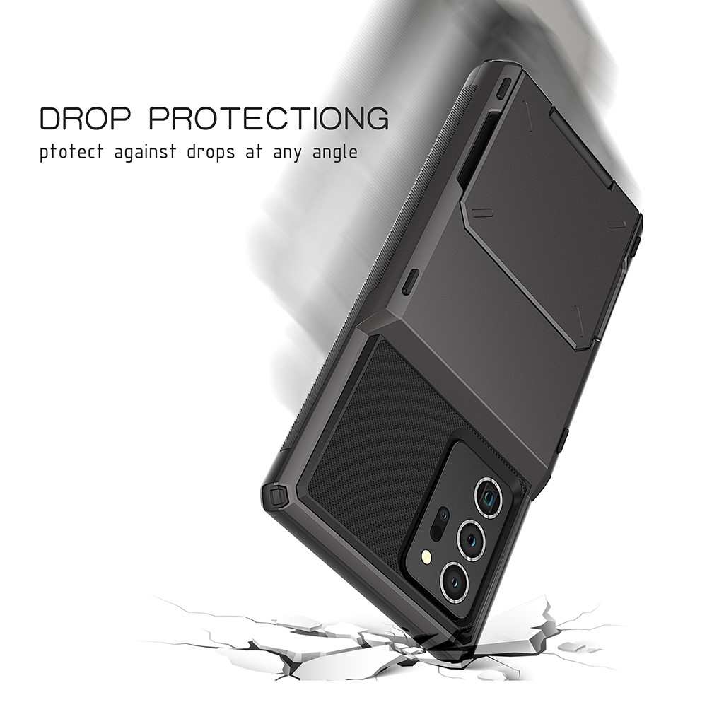 Flip Card Holder TPU+PC Hybrid Case for Samsung Galaxy Note 20 Ultra/Note 20 Ultra 5G - Grey-8