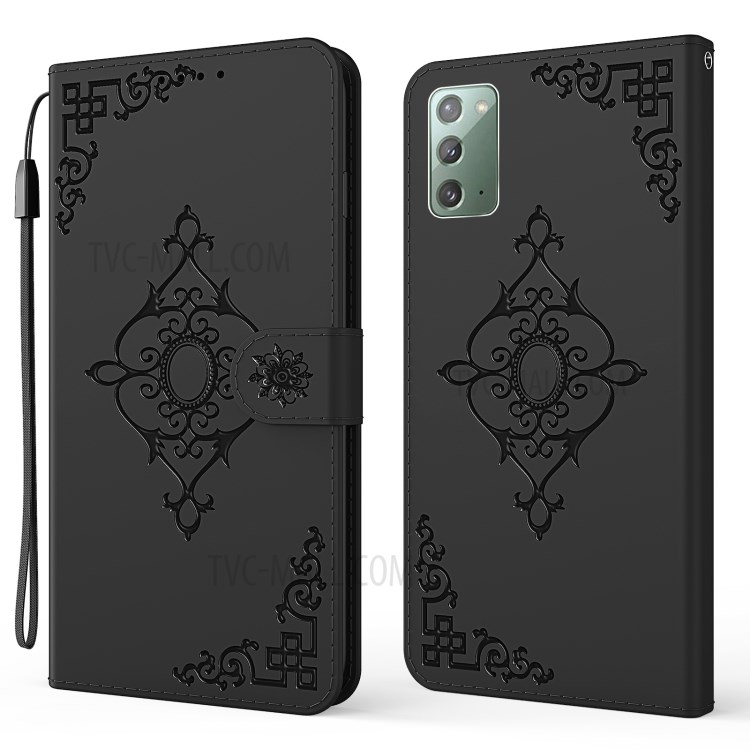 Imprint Symmetrical Pattern Leather Wallet Stand Phone Protector for Samsung Galaxy Note 20/Note 20 5G - Black-1