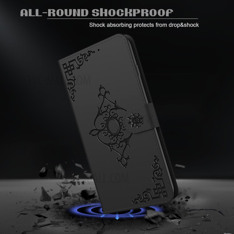 Imprint Symmetrical Pattern Leather Wallet Stand Phone Protector for Samsung Galaxy Note 20/Note 20 5G - Black-7