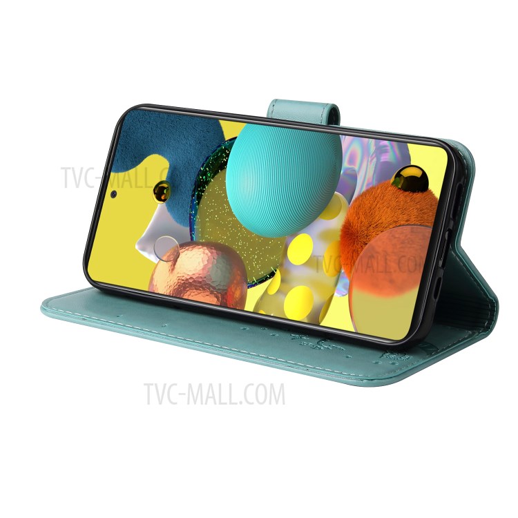 Imprint Lucky Tree Wallet Stand Leather Casing for Samsung Galaxy A51 SM-A515 - Green-4