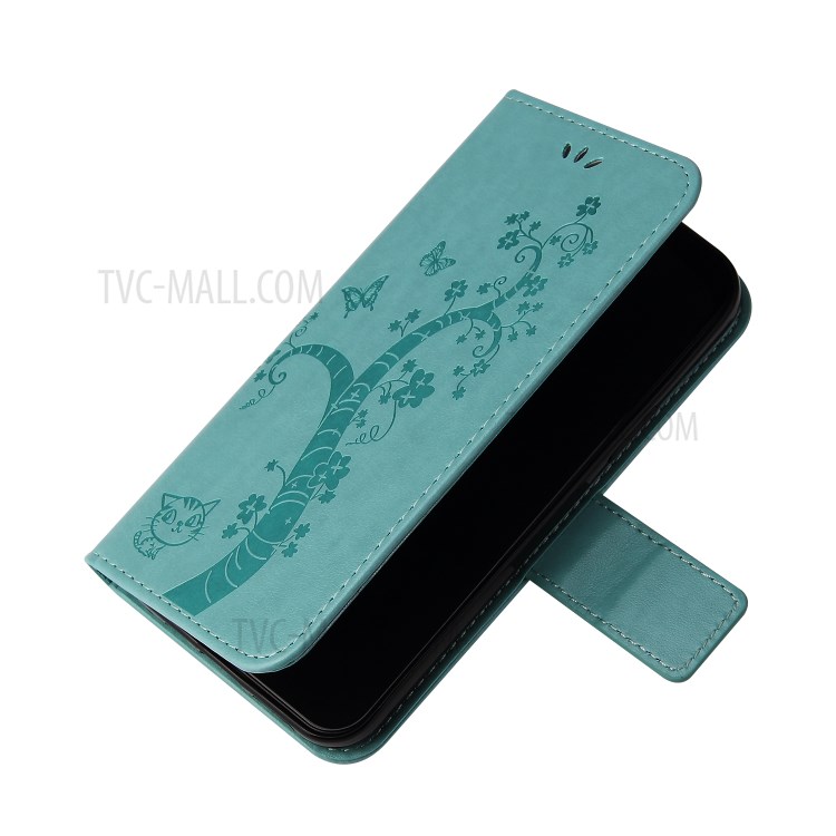 Imprint Lucky Tree Wallet Stand Leather Casing for Samsung Galaxy A51 SM-A515 - Green-8