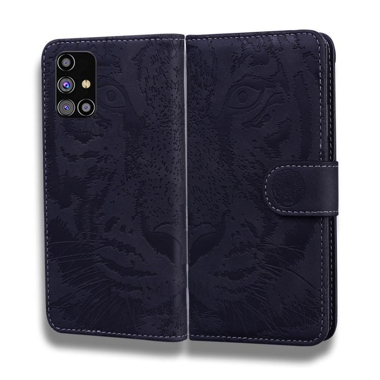 Tiger Face Imprinting Leather Phone Case with Wallet and Stand for Samsung Galaxy M31s - Black-7