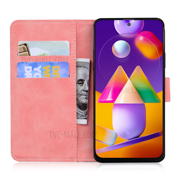 Wallet Stand Magnetic Clasp PU Leather Case for Samsung Galaxy M31s - Pink-7