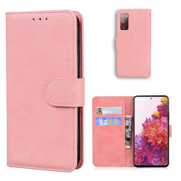 Wallet Stand Magnetic Clasp PU Leather Case for Samsung Galaxy S20 FE/S20 Fan Edition/S20 FE 5G/S20 Fan Edition 5G/S20 Lite - Pink-1