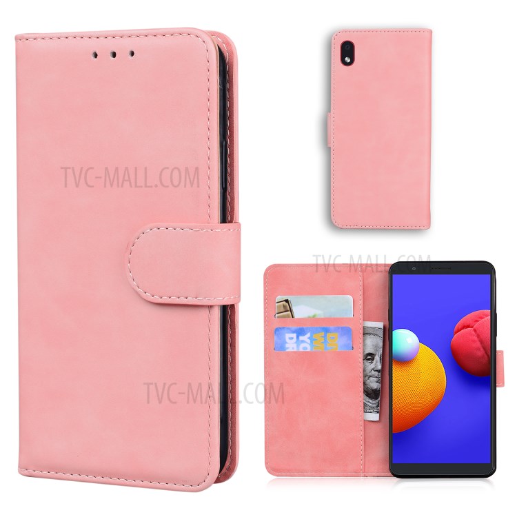Wallet Stand Magnetic Clasp PU Leather Case for Samsung Galaxy A01 Core / Galaxy M01 Core - Pink-1