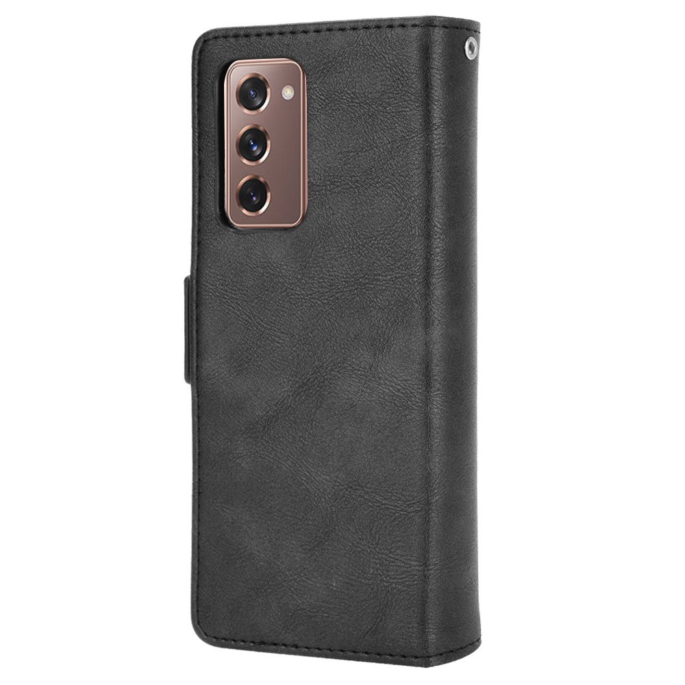 Side Magnetic Buckle Vintage Style Wallet Leather Stand Phone Cover Case for Samsung Galaxy Z Fold2 5G - Black-4