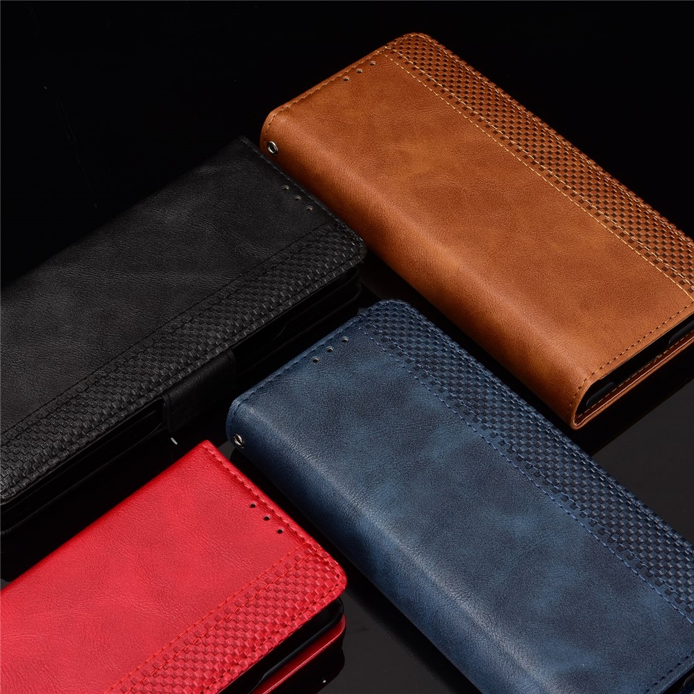 Side Magnetic Buckle Vintage Style Wallet Leather Stand Phone Cover Case for Samsung Galaxy Z Fold2 5G - Black-8