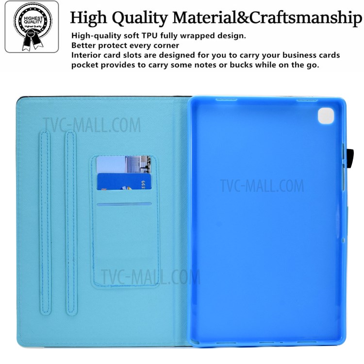 Pattern Printing Card Holder Leather Cover for Samsung Galaxy Tab S6 Lite P610 Stand Case - Lion-8