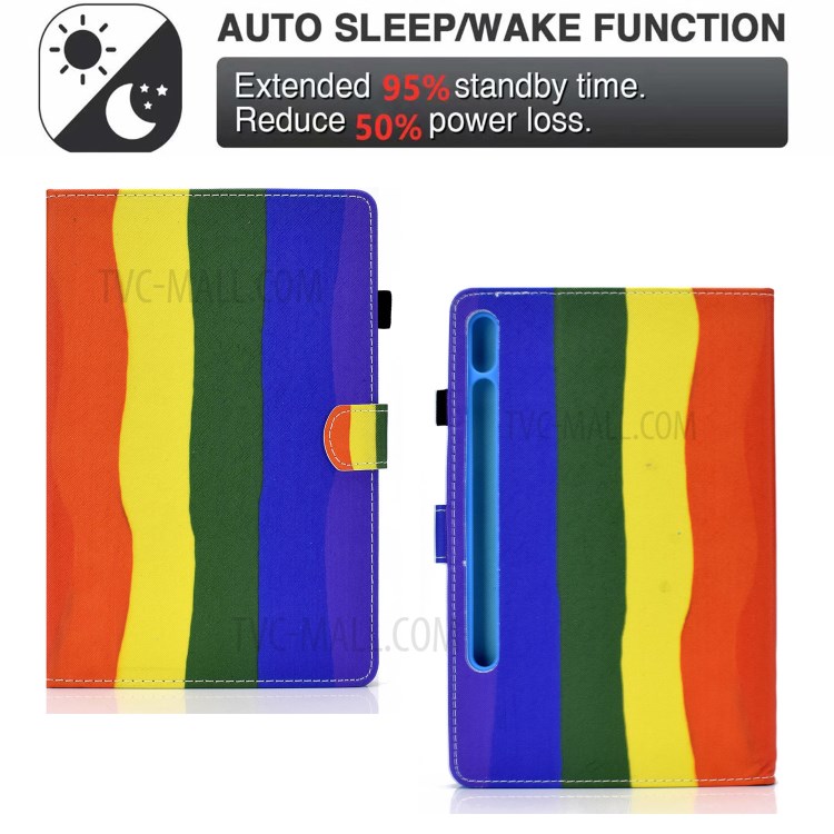 Pattern Printing Leather Protector for Samsung Galaxy Tab S7 T870 Card Holder Stand Case - Gradient-2